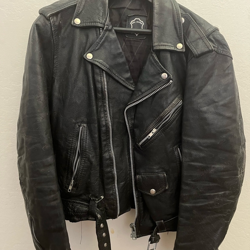Men's Black Leather Biker Jacket